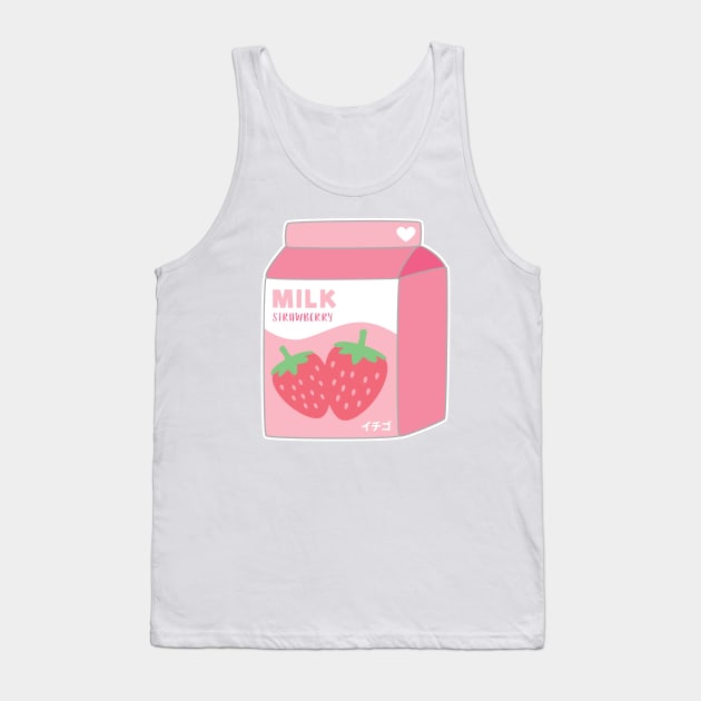 Strawberry Milk Carton Kawaii Cute Strawberries Tank Top by CandyMoonDesign